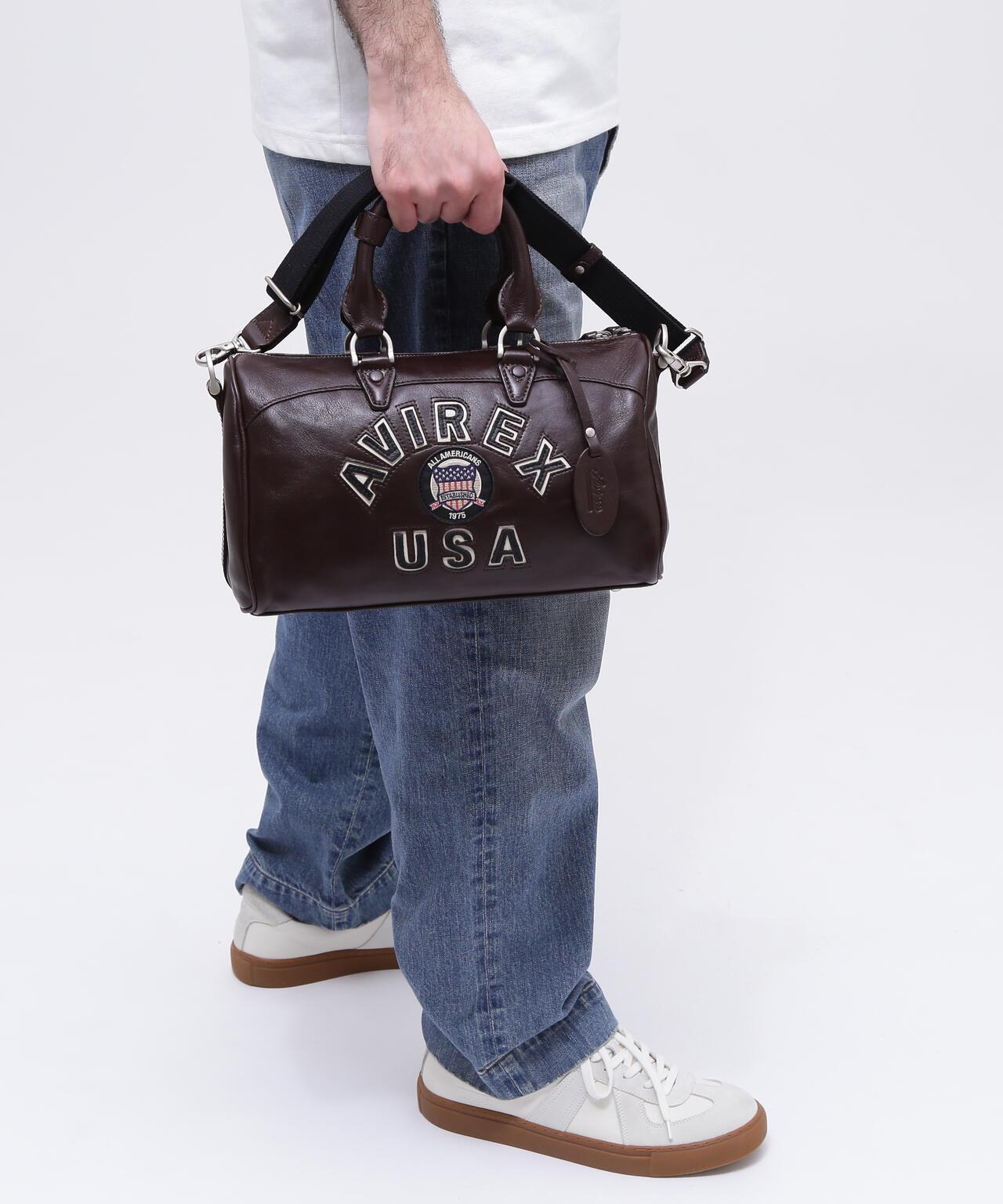 VARSITY LEATHER MINI DUFFLE BAG 皮質迷你圓筒包