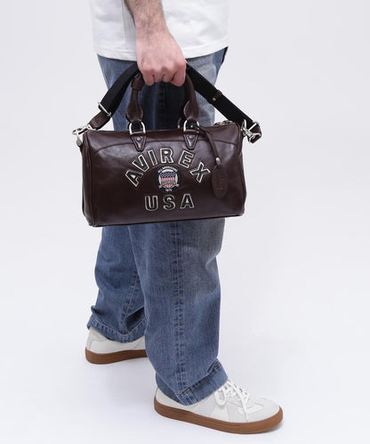 VARSITY LEATHER MINI DUFFLE BAG 皮質迷你圓筒包