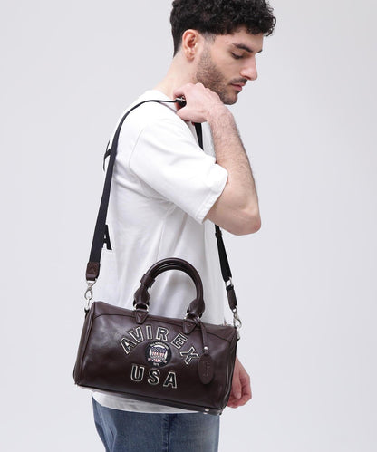 VARSITY LEATHER MINI DUFFLE BAG 皮質迷你圓筒包