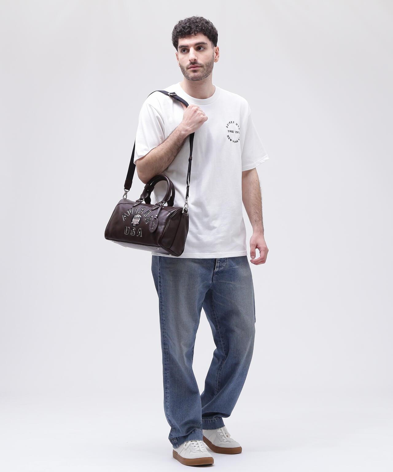 VARSITY LEATHER MINI DUFFLE BAG 皮質迷你圓筒包