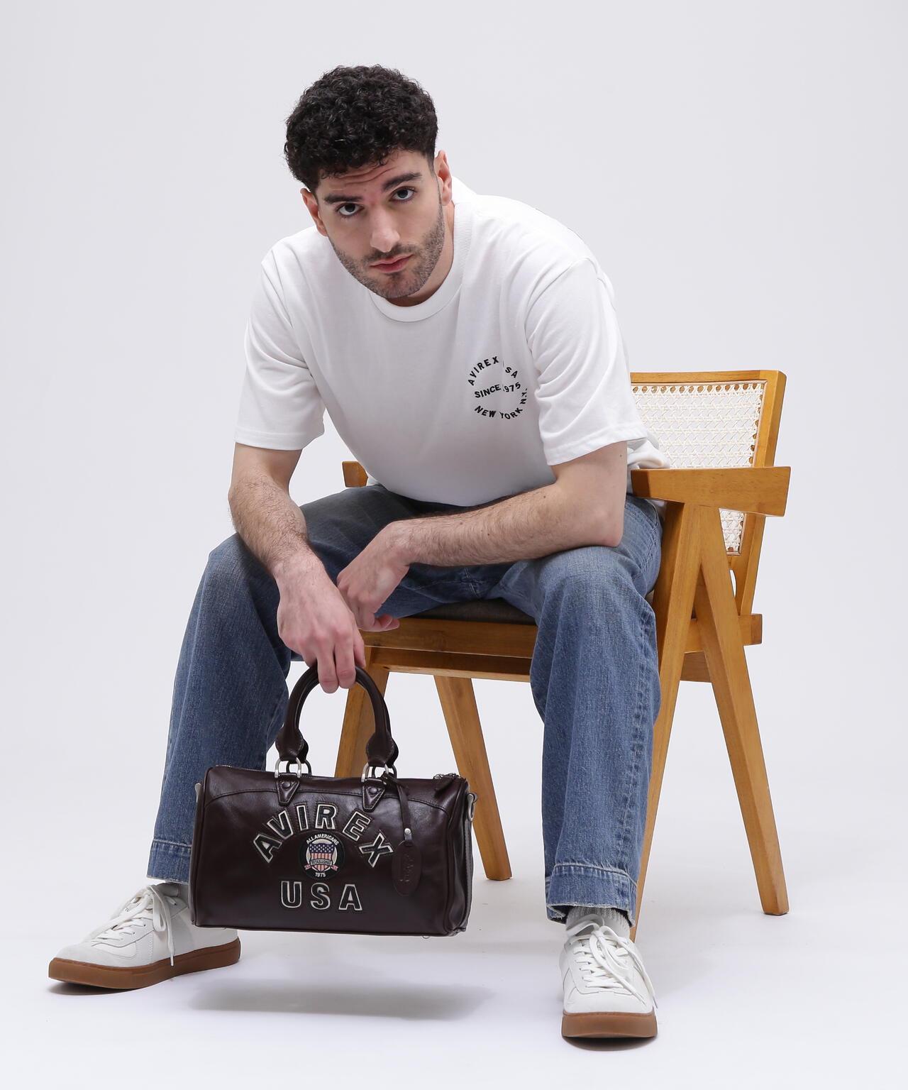VARSITY LEATHER MINI DUFFLE BAG 皮質迷你圓筒包