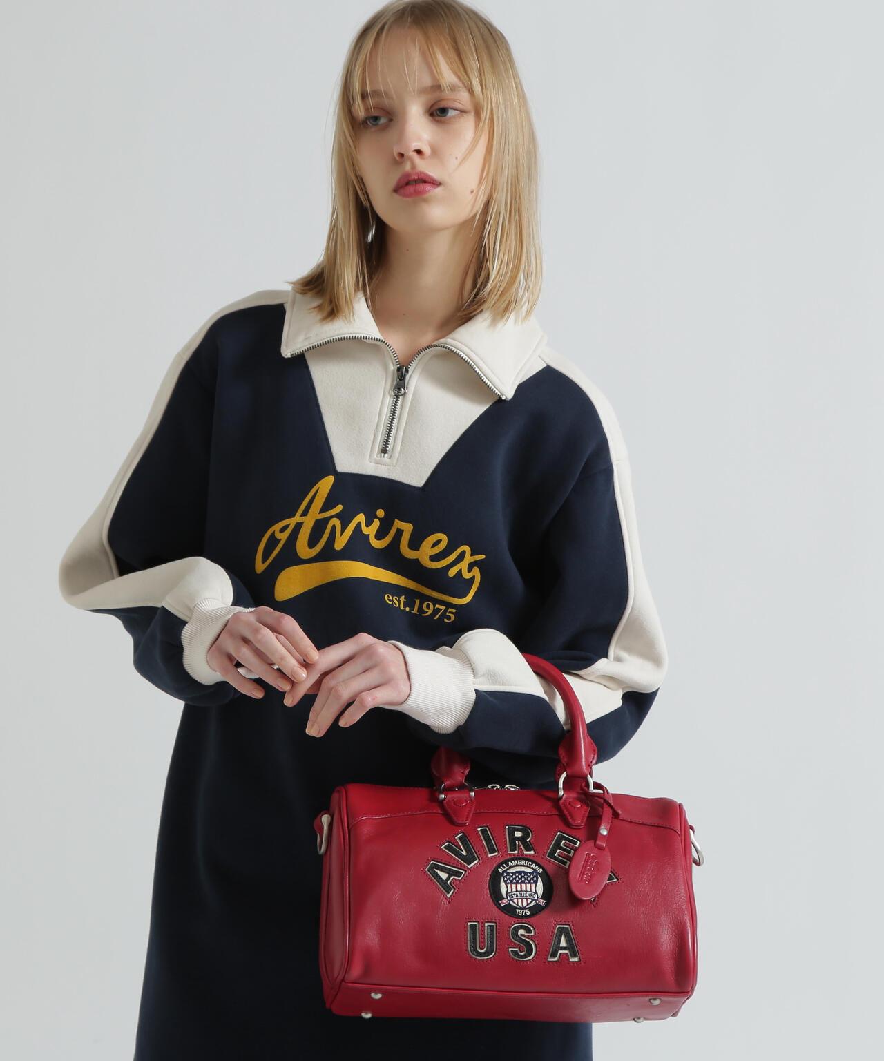 VARSITY LEATHER MINI DUFFLE BAG 皮質迷你圓筒包