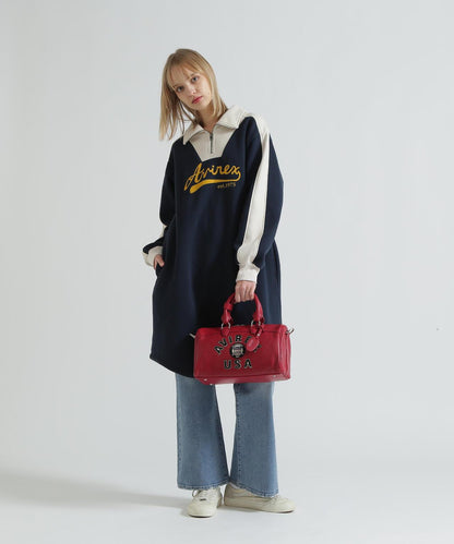 VARSITY LEATHER MINI DUFFLE BAG 皮質迷你圓筒包
