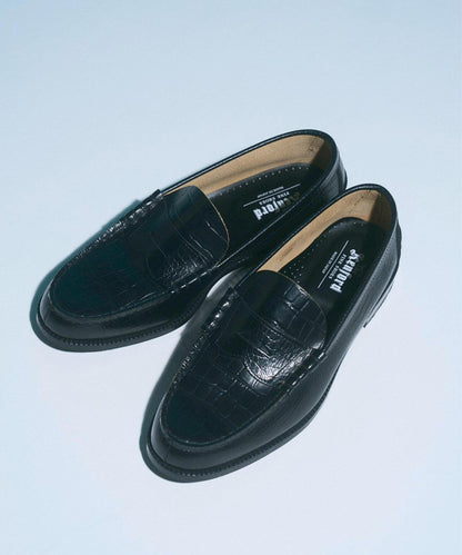 壓紋鱷魚紋拼接 The Kenford Fineshoes EMBOSSED LOAFERS BLACK CROCODILE COMBI 樂福鞋