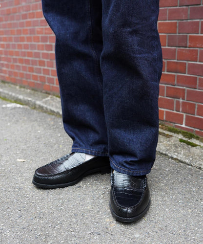 壓紋鱷魚紋拼接 The Kenford Fineshoes EMBOSSED LOAFERS BLACK CROCODILE COMBI 樂福鞋