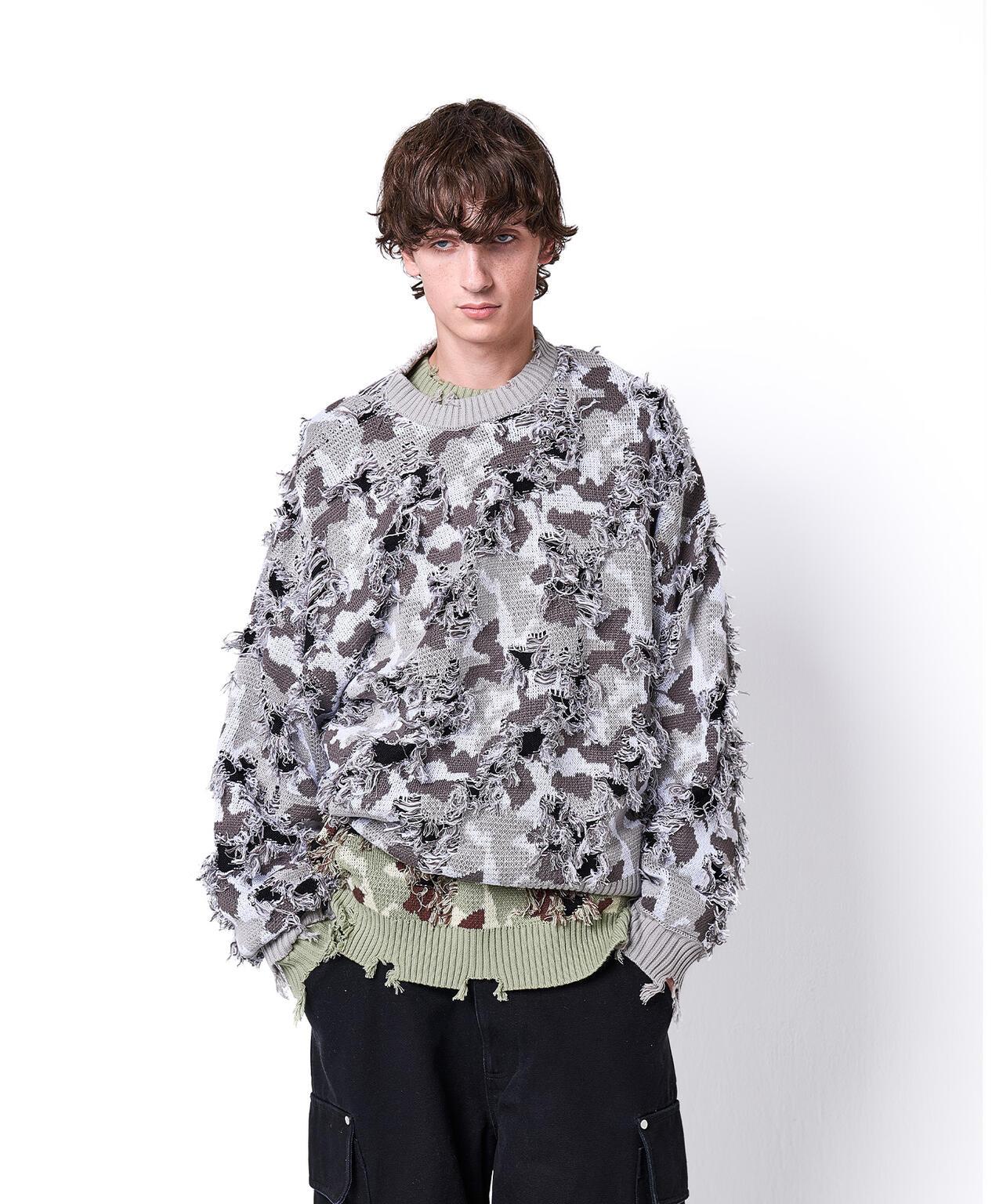 DankeSchon ダンケシェーン CAMO KNIT CREWNECK 圓領針織毛衣