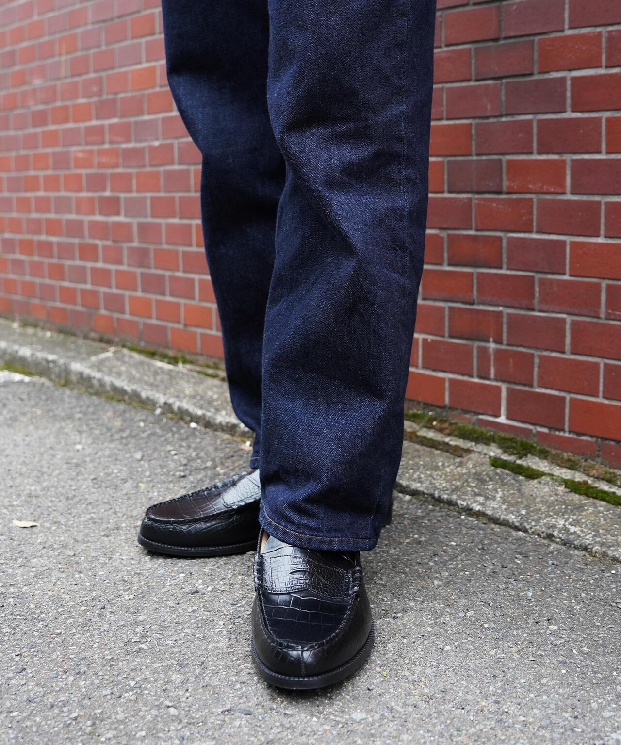 壓紋鱷魚紋拼接 The Kenford Fineshoes EMBOSSED LOAFERS BLACK CROCODILE COMBI 樂福鞋
