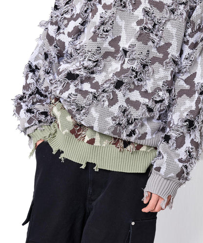 DankeSchon ダンケシェーン CAMO KNIT CREWNECK 圓領針織毛衣