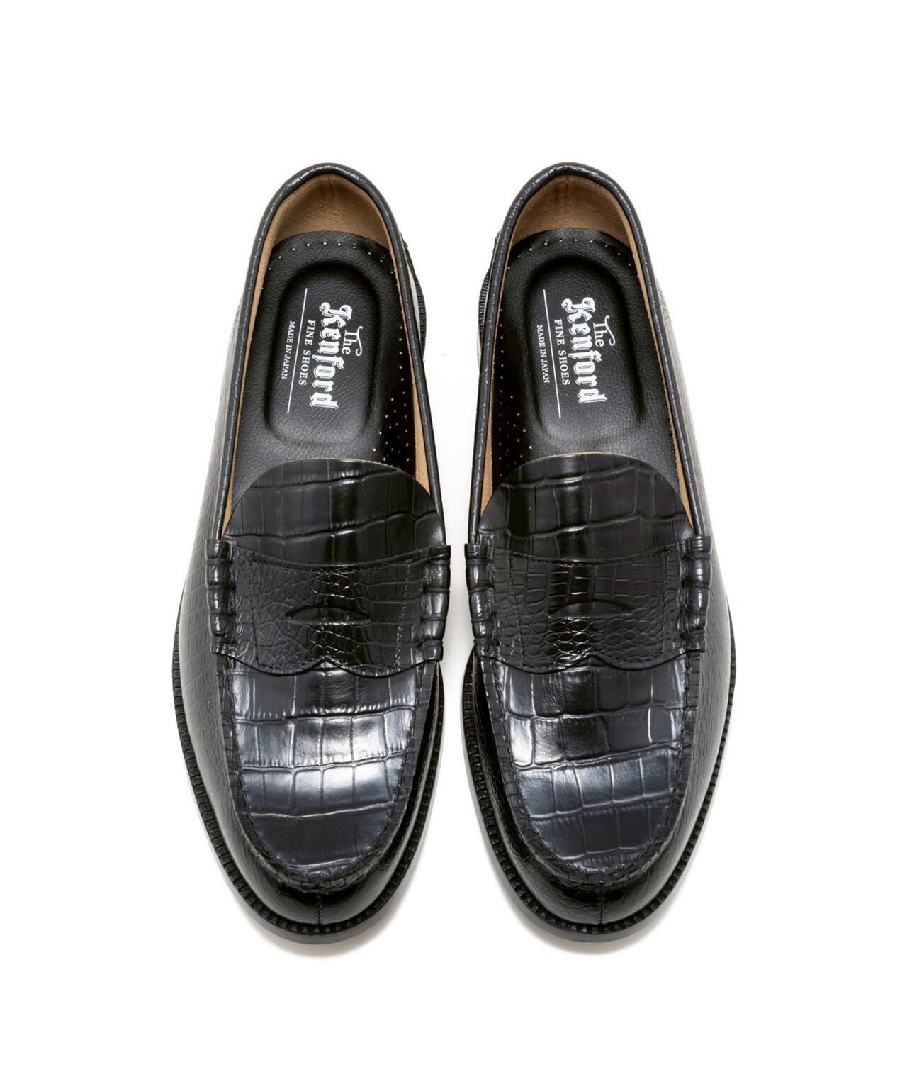 壓紋鱷魚紋拼接 The Kenford Fineshoes EMBOSSED LOAFERS BLACK CROCODILE COMBI 樂福鞋