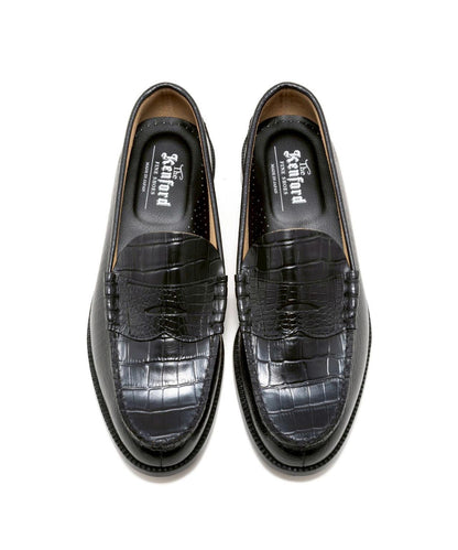 壓紋鱷魚紋拼接 The Kenford Fineshoes EMBOSSED LOAFERS BLACK CROCODILE COMBI 樂福鞋
