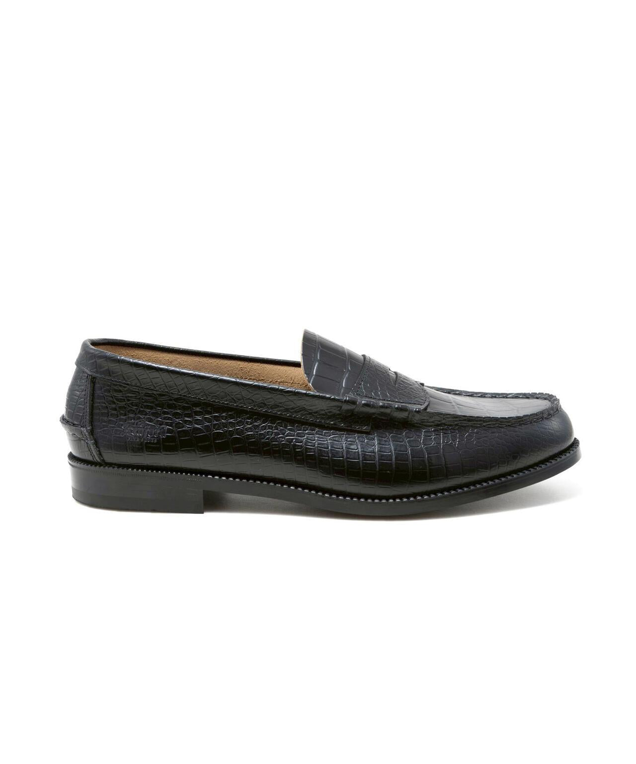 壓紋鱷魚紋拼接 The Kenford Fineshoes EMBOSSED LOAFERS BLACK CROCODILE COMBI 樂福鞋