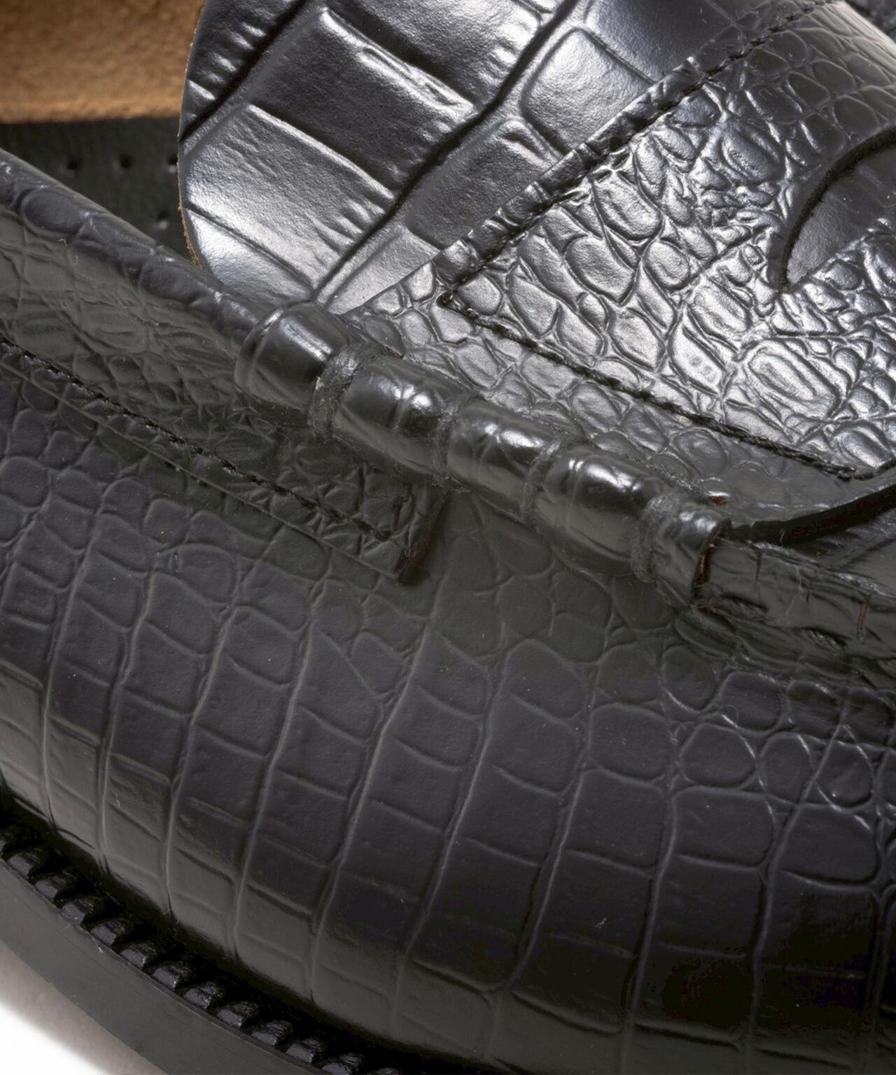 壓紋鱷魚紋拼接 The Kenford Fineshoes EMBOSSED LOAFERS BLACK CROCODILE COMBI 樂福鞋