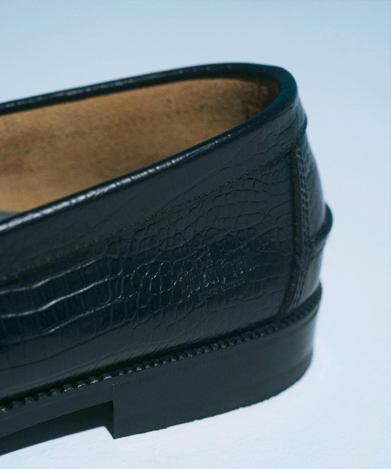 壓紋鱷魚紋拼接 The Kenford Fineshoes EMBOSSED LOAFERS BLACK CROCODILE COMBI 樂福鞋