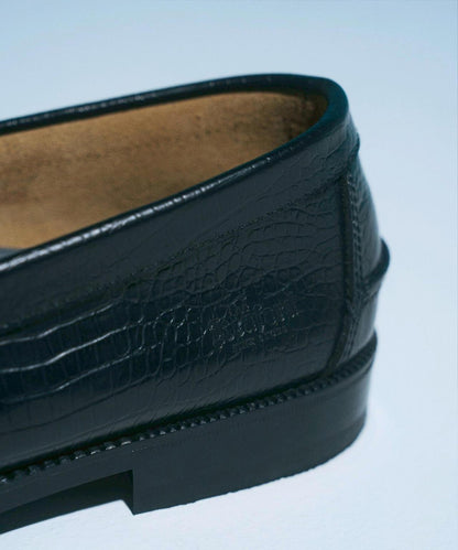 壓紋鱷魚紋拼接 The Kenford Fineshoes EMBOSSED LOAFERS BLACK CROCODILE COMBI 樂福鞋