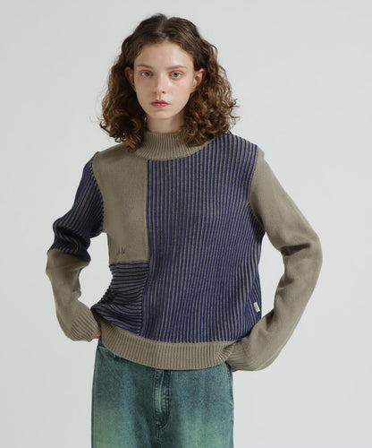 混色拼接 MELANGE SWITCHING KINT PULLOVER 針織套頭衫