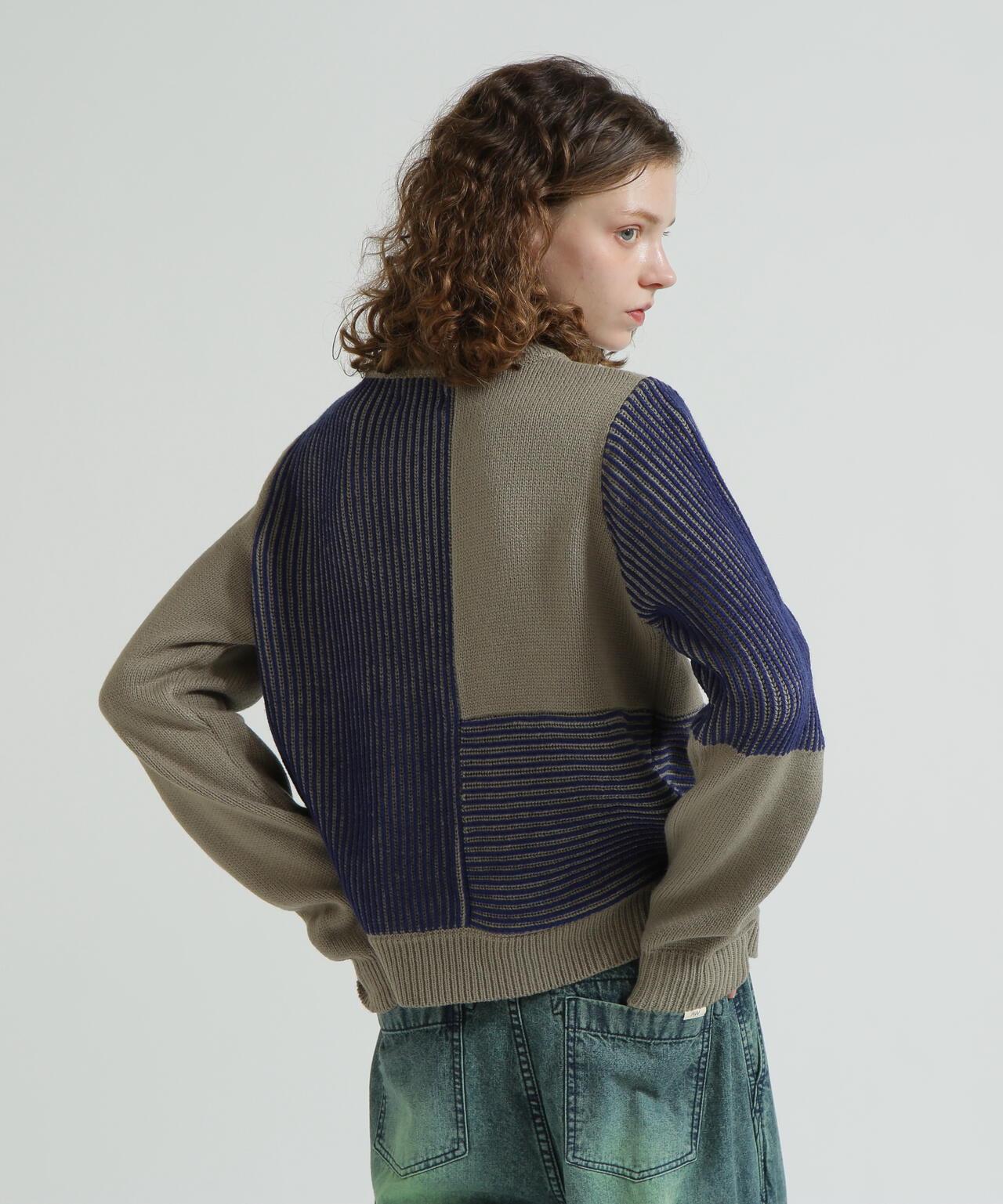 混色拼接 MELANGE SWITCHING KINT PULLOVER 針織套頭衫