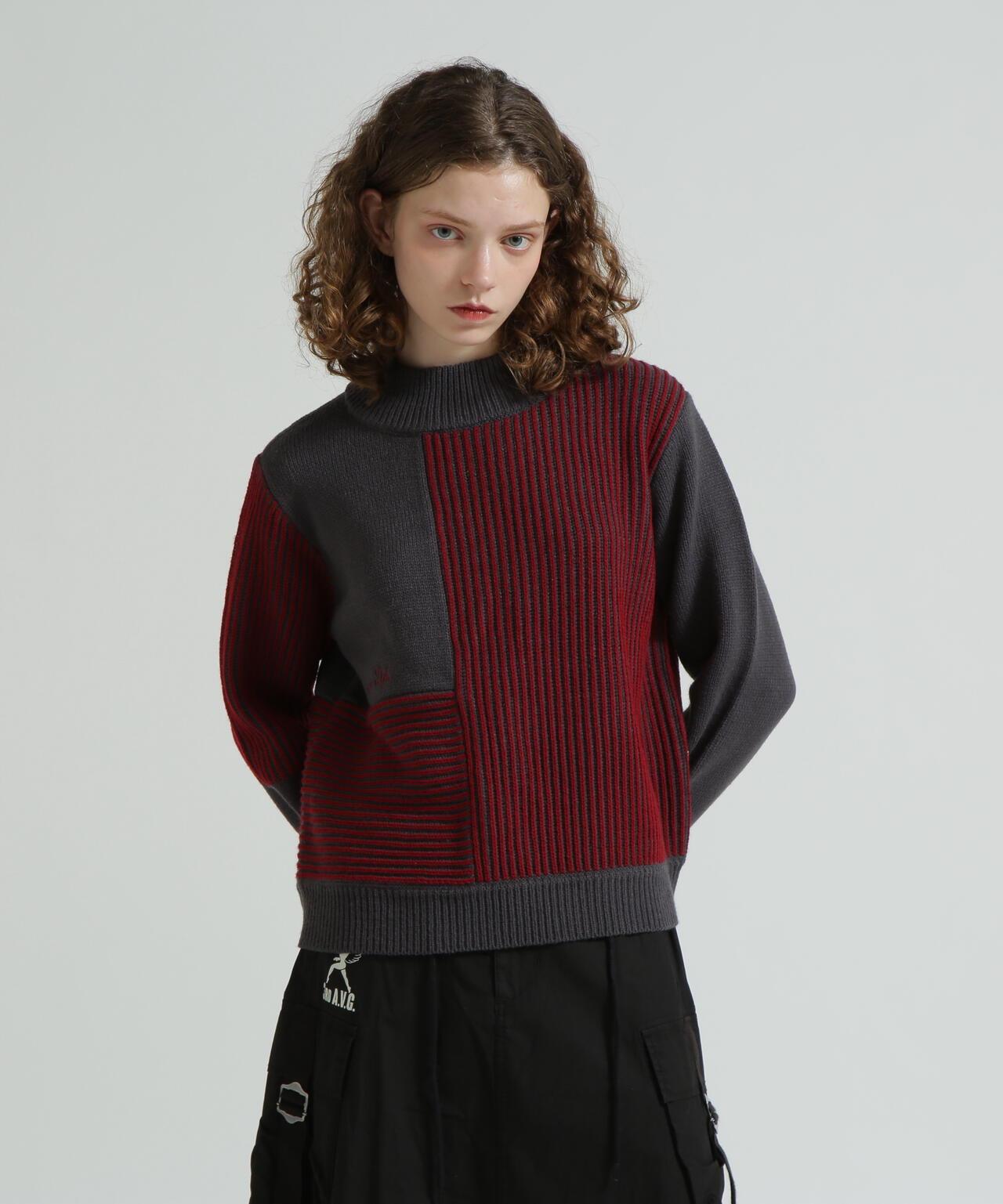 混色拼接 MELANGE SWITCHING KINT PULLOVER 針織套頭衫