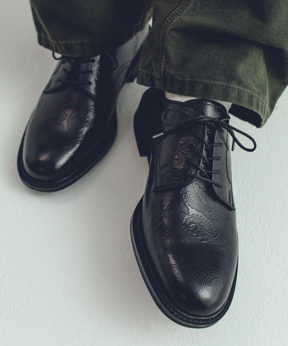 Kenford Fineshoes MENS CLASSIC PLAIN TOE BLACK PAISLEY 男士皮鞋
