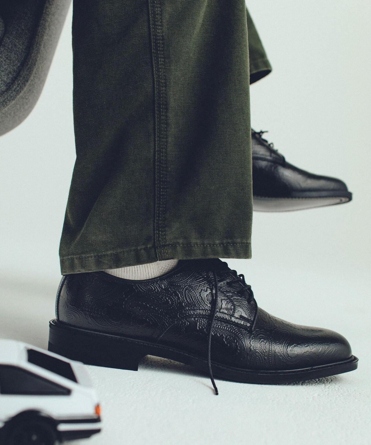Kenford Fineshoes MENS CLASSIC PLAIN TOE BLACK PAISLEY 男士皮鞋