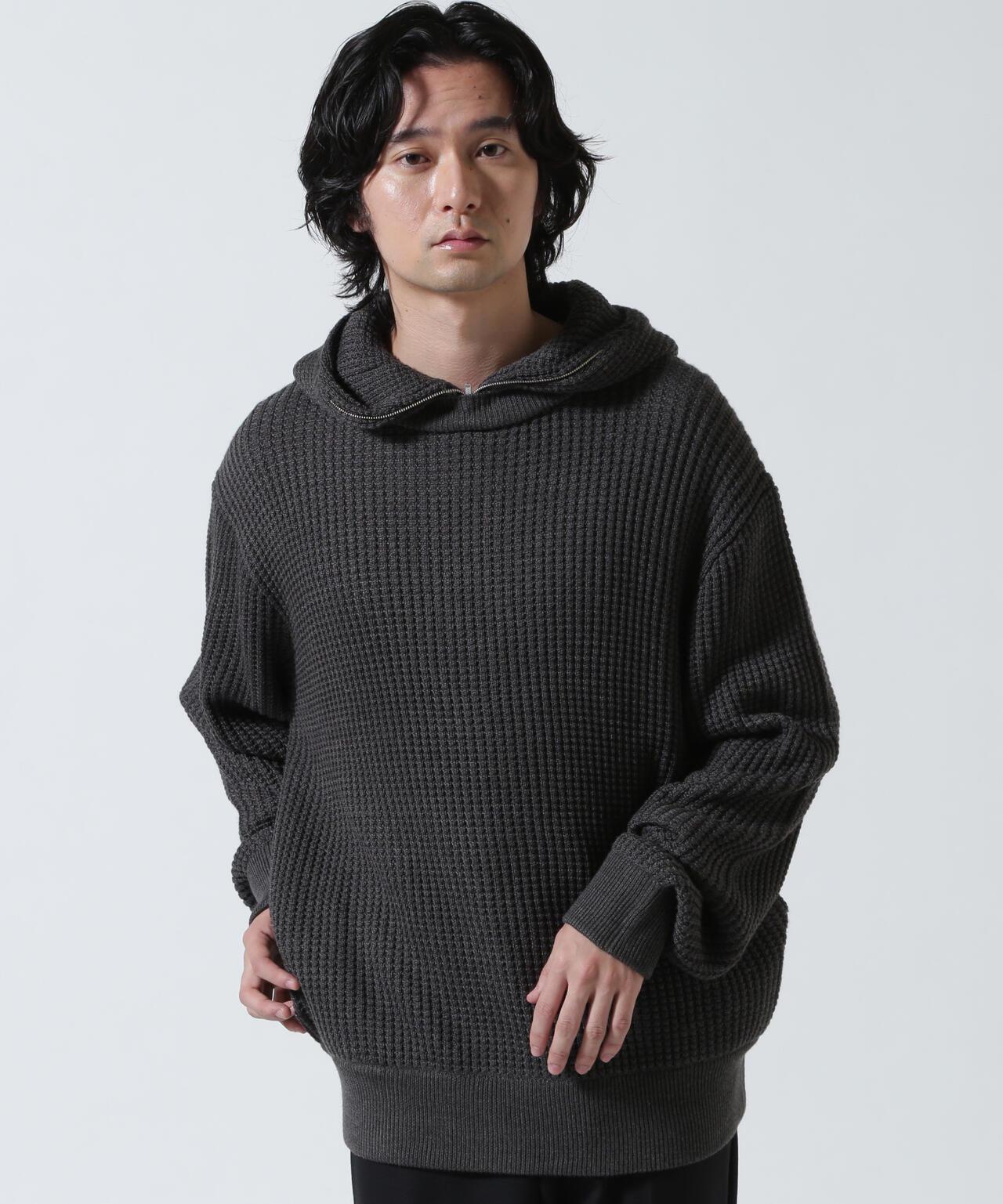 Zip Waffle Knit Hoodie 華夫格針織拉鍊連帽衫