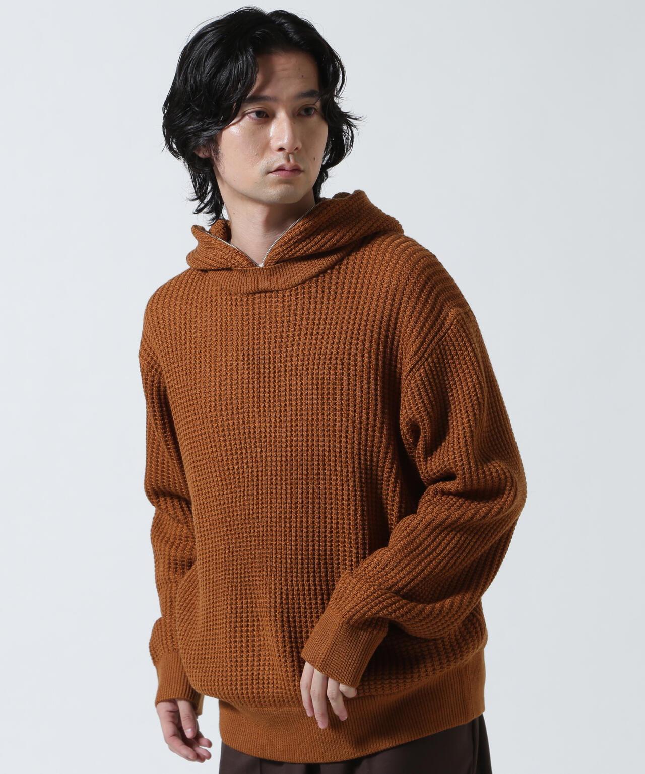 Zip Waffle Knit Hoodie 華夫格針織拉鍊連帽衫