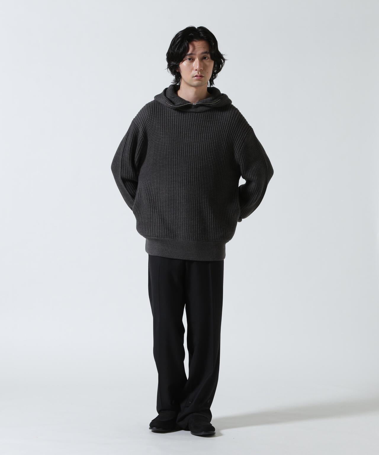 Zip Waffle Knit Hoodie 華夫格針織拉鍊連帽衫