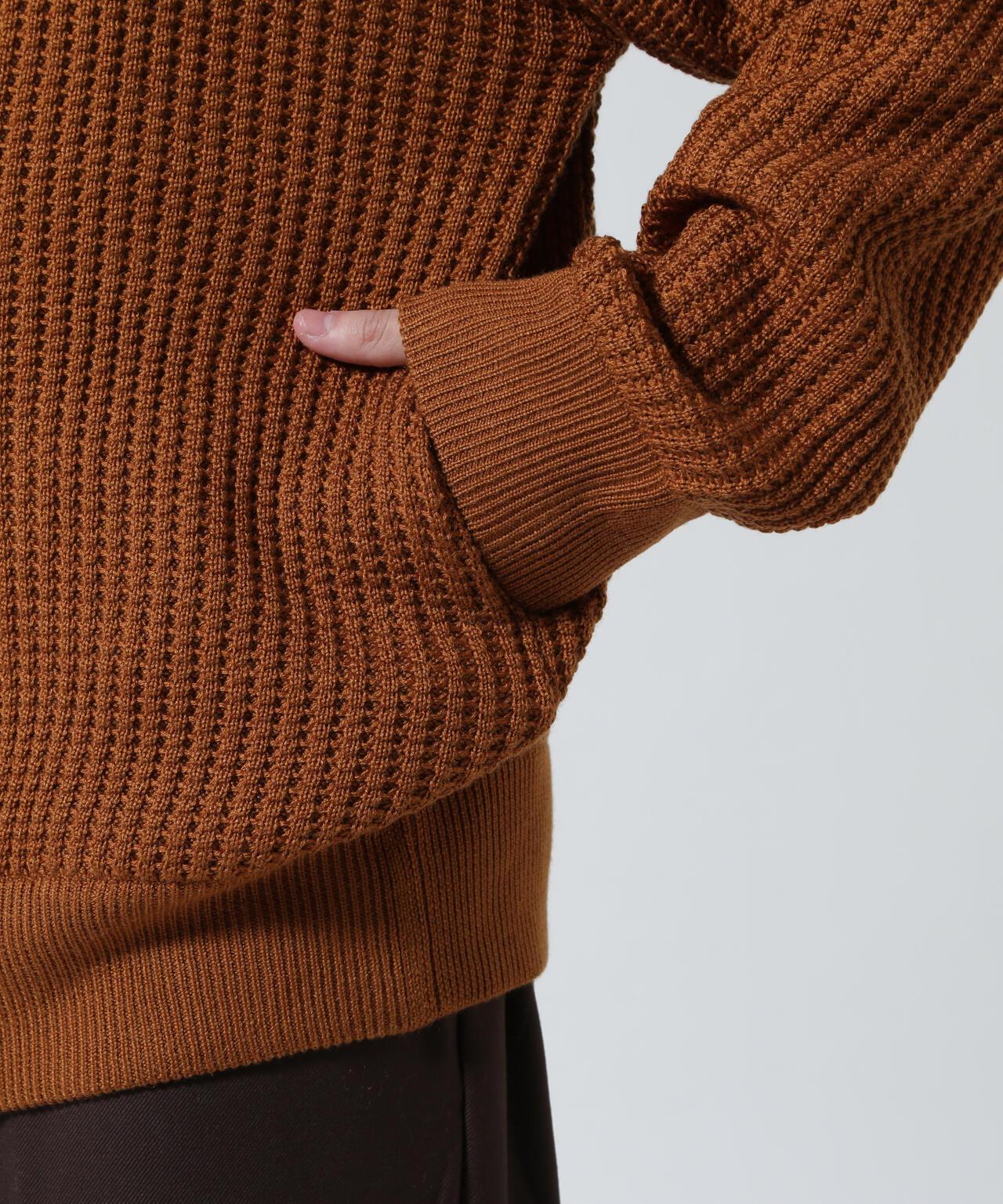 Zip Waffle Knit Hoodie 華夫格針織拉鍊連帽衫