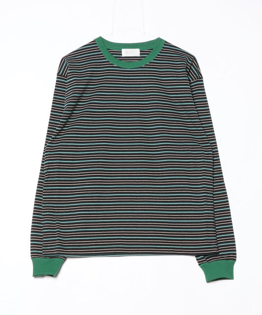 OPEN END MULTI BORDER L/S TEE 多色條紋長袖T恤