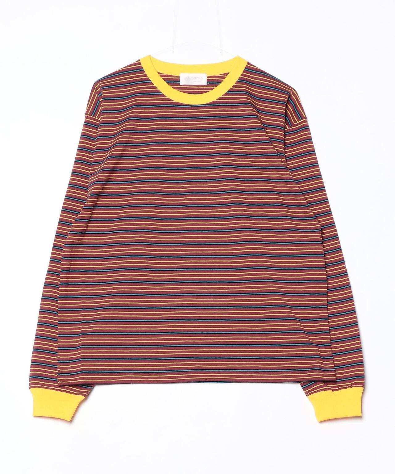 OPEN END MULTI BORDER L/S TEE 多色條紋長袖T恤