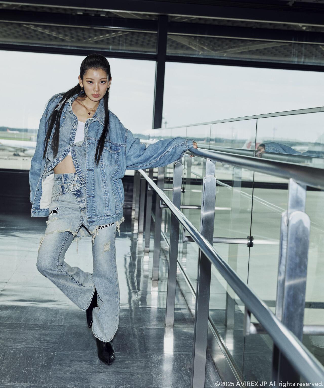 AVIREX×MOUSSY TWIN SLIM FLARE DENIM PANTS 牛仔褲