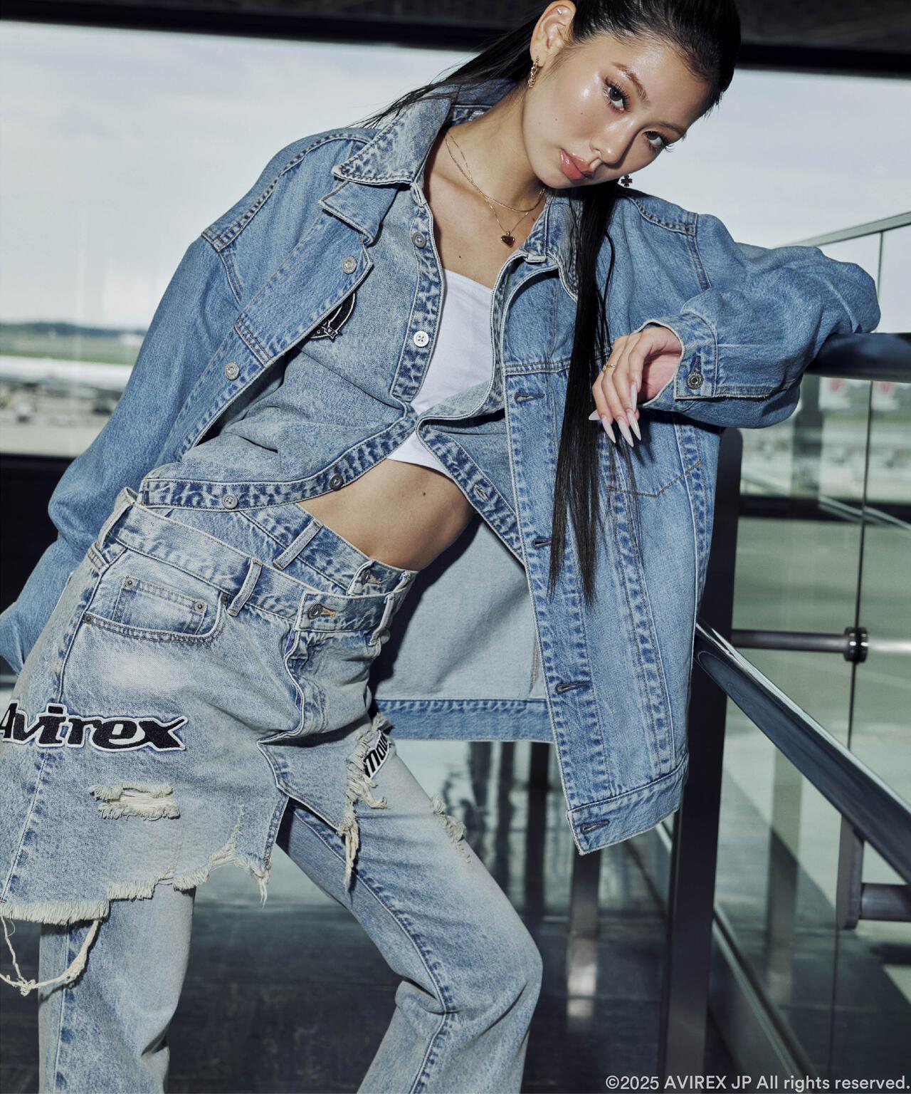 AVIREX×MOUSSY TWIN SLIM FLARE DENIM PANTS 牛仔褲