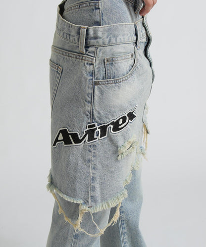 AVIREX×MOUSSY TWIN SLIM FLARE DENIM PANTS 牛仔褲