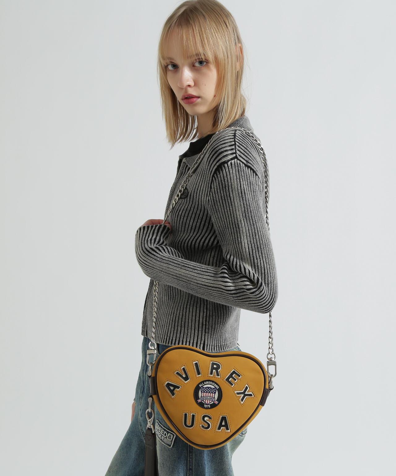 直營店限定 VARSITY LEATHER HEART CHAIN BAG