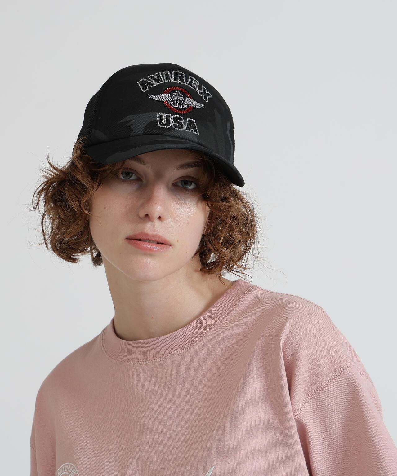 直營店限定 Rhinestone Varsity Logo 網眼帽 Mesh Cap