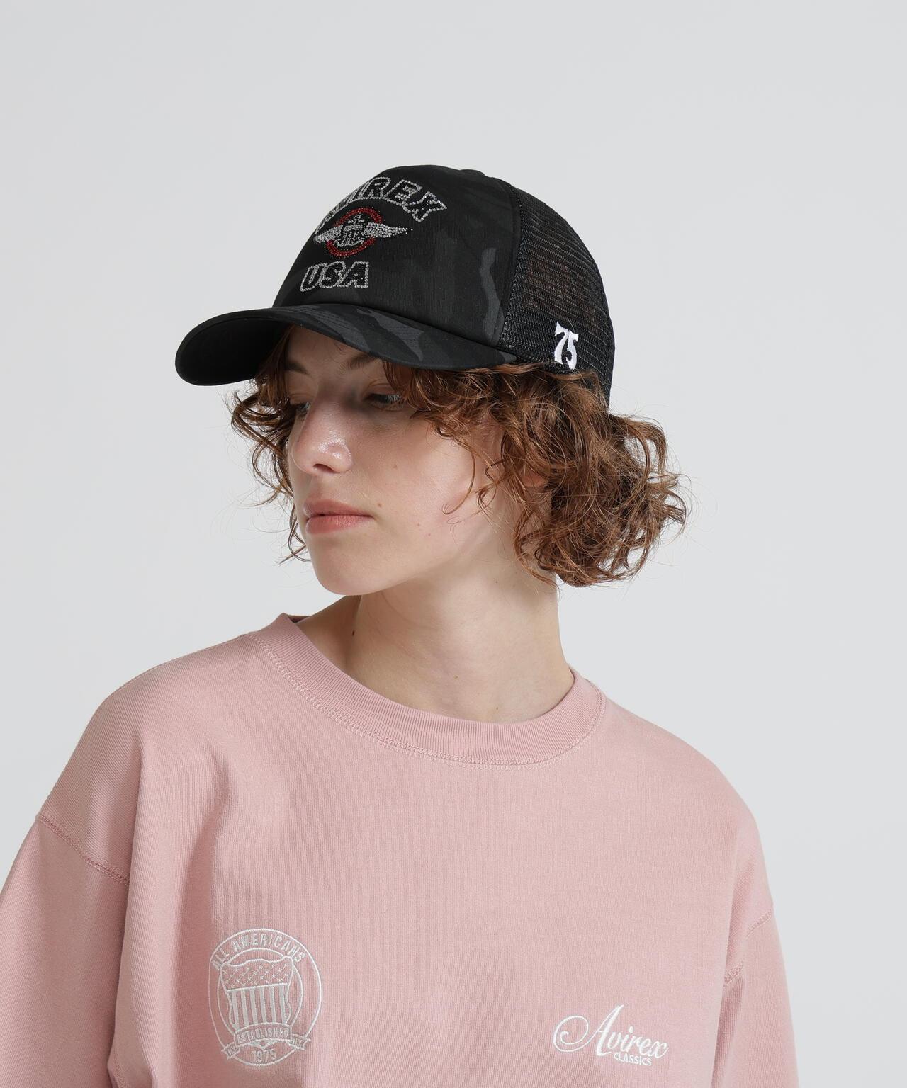 直營店限定 Rhinestone Varsity Logo 網眼帽 Mesh Cap