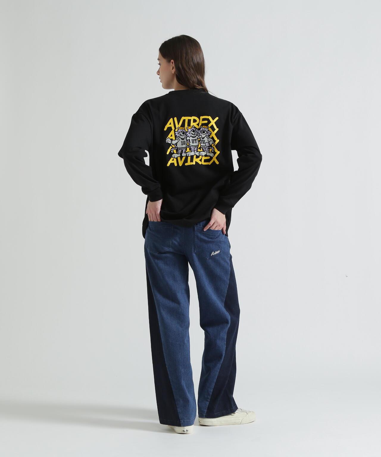 WAIST RIB COLOR BLOCKED DENIM 牛仔褲