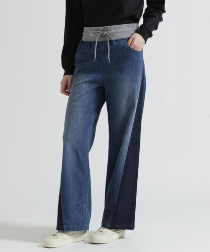 WAIST RIB COLOR BLOCKED DENIM 牛仔褲