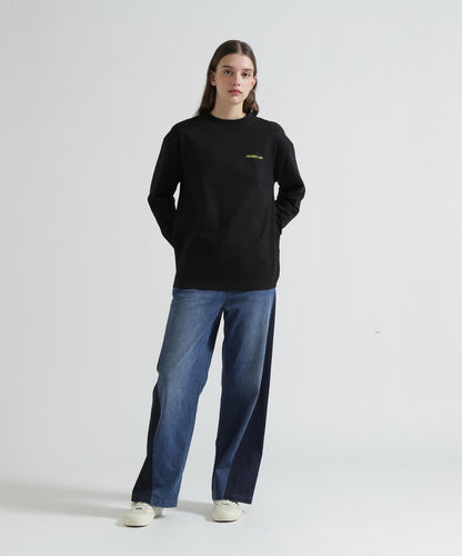 WAIST RIB COLOR BLOCKED DENIM 牛仔褲