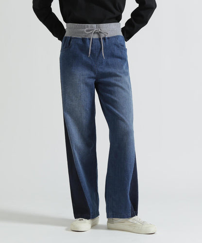WAIST RIB COLOR BLOCKED DENIM 牛仔褲