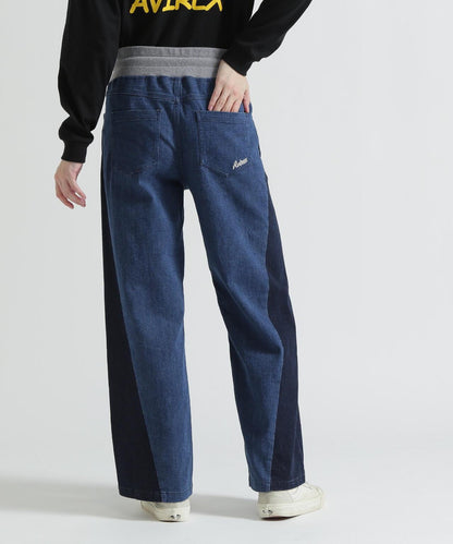 WAIST RIB COLOR BLOCKED DENIM 牛仔褲