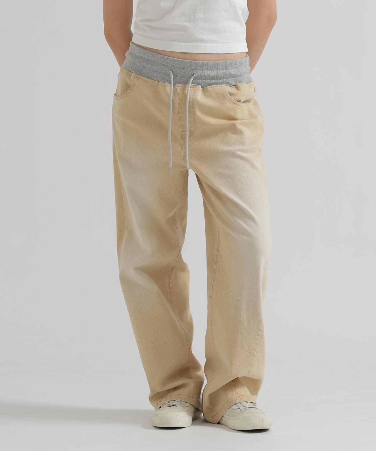 WAIST RIB COLOR BLOCKED DENIM 牛仔褲