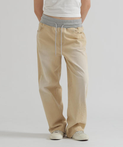 WAIST RIB COLOR BLOCKED DENIM 牛仔褲