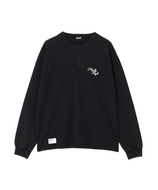 PLENTY TOUGH EMB. HENLEY LS T-SHIRT 刺繡亨利領長袖T恤