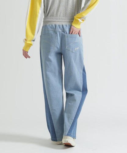 WAIST RIB COLOR BLOCKED DENIM 牛仔褲