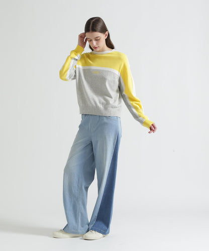WAIST RIB COLOR BLOCKED DENIM 牛仔褲