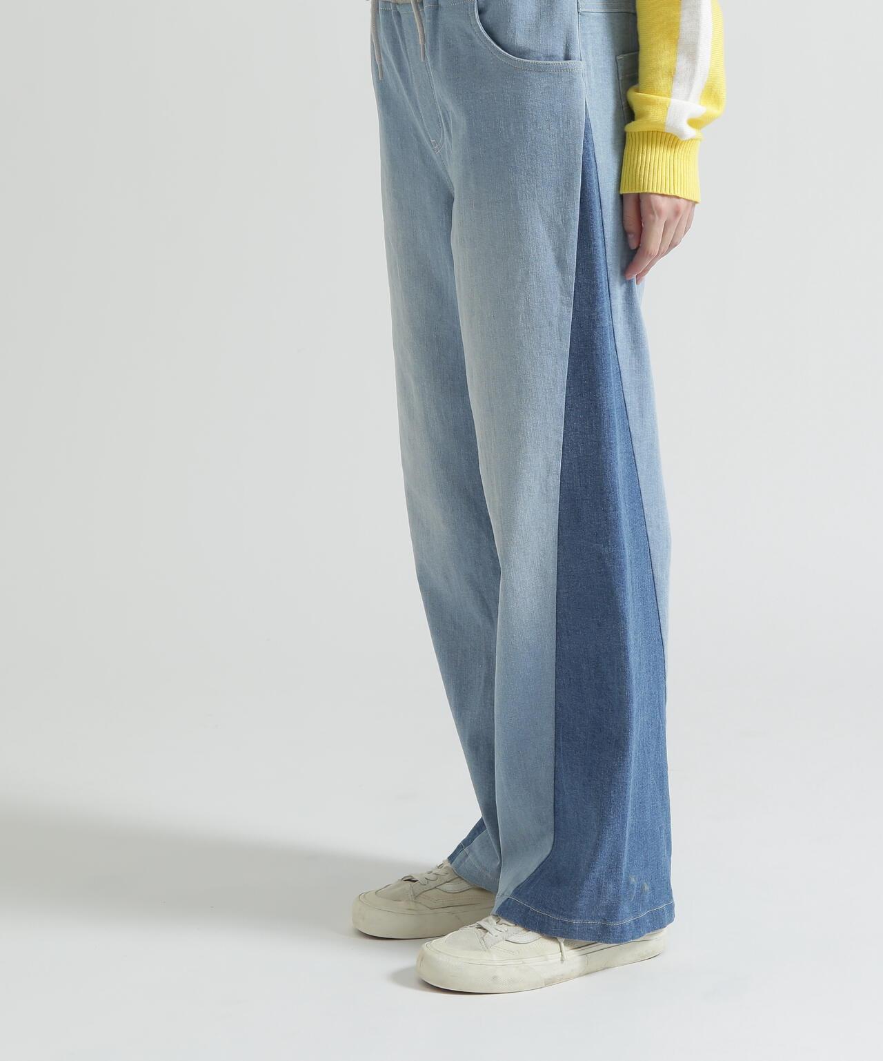 WAIST RIB COLOR BLOCKED DENIM 牛仔褲
