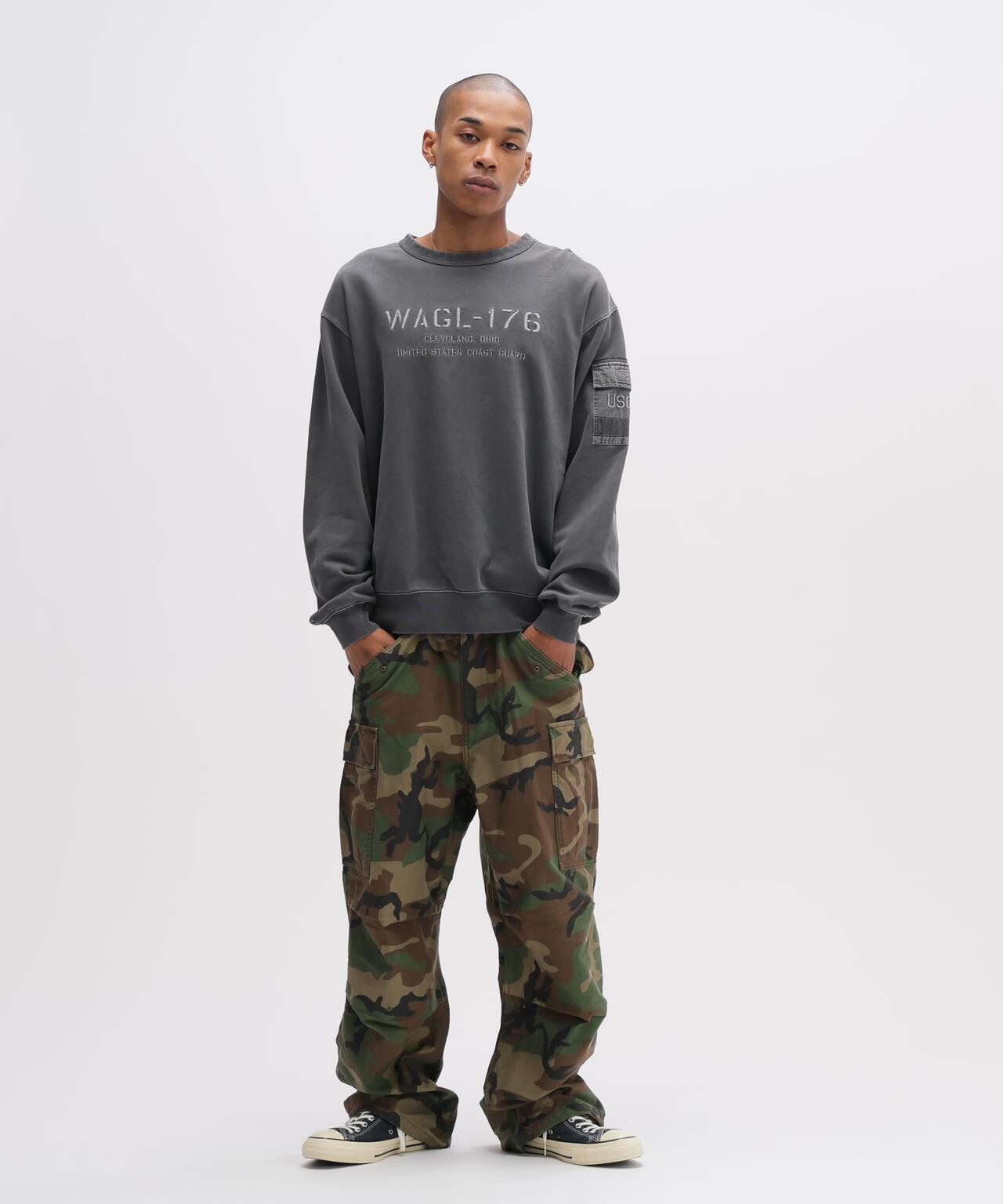 FADED MIL.POCKET CREWNECK SWEAT 水洗做舊 工裝口袋 圓領 衛衣