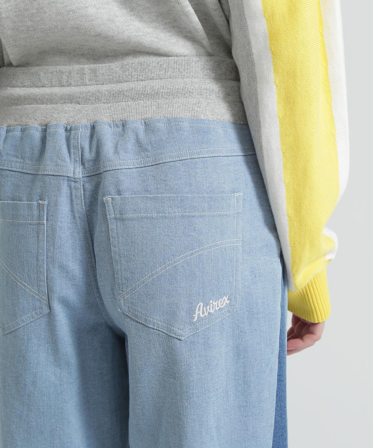WAIST RIB COLOR BLOCKED DENIM 牛仔褲