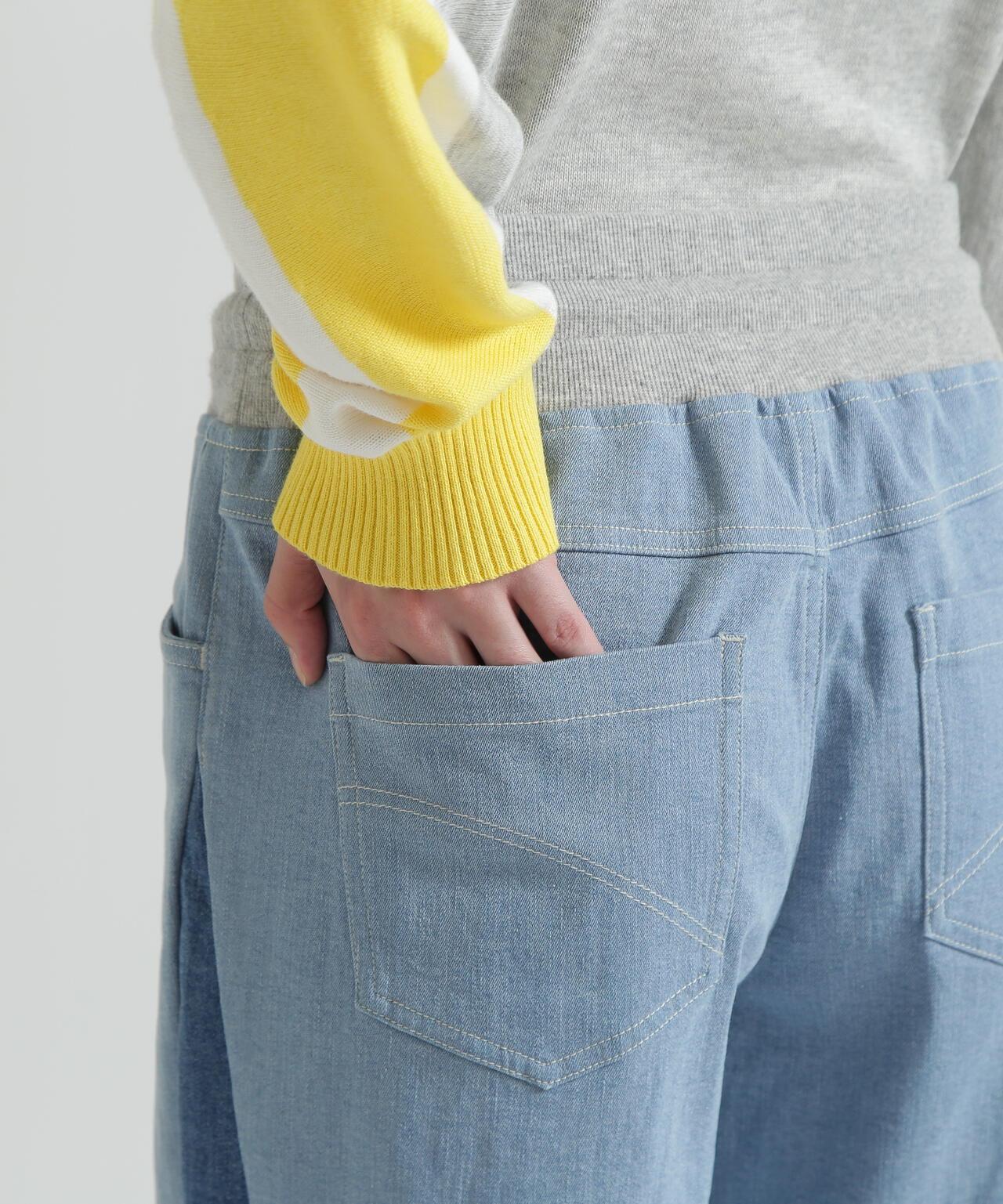 WAIST RIB COLOR BLOCKED DENIM 牛仔褲