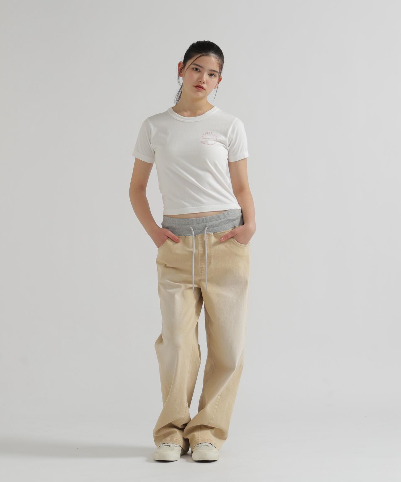 WAIST RIB COLOR BLOCKED DENIM 牛仔褲